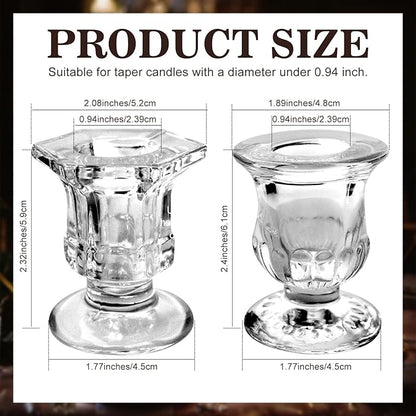 36 Pcs Candlestick Holders 2 Style Taper Candle Holders Bulk Small Glass Candle Holder for Wedding Table Centerpiece Home Party Decor