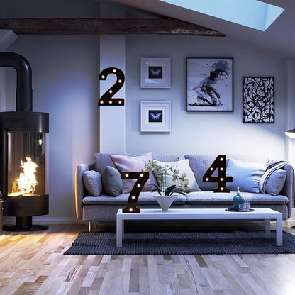 Light Up Black Alphabet Marquee Number Sign LED Marquee Number Lights Sign for Night Light Home Bar Christmas Lamp Birthday Party Wedding Decoration 7