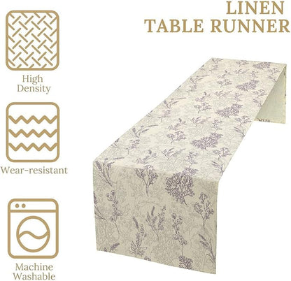 Purple Lavender Table Runner Vintage Watercolor Modern Kitchen Restaurant Decoration Suitable for Indoor and Outdoor Wedding Party Banquet Table Runner 13x70 Inch
