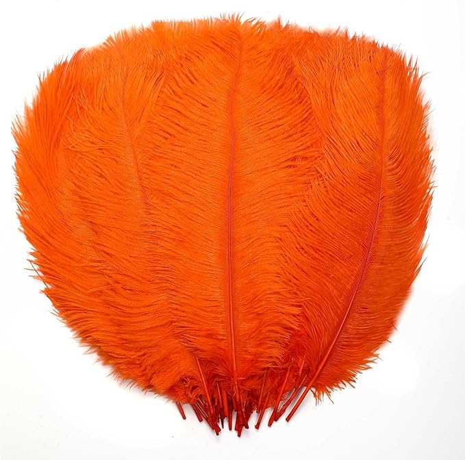 YAKRUNA 30PCS Orange Ostrich Feathers Bulk 12-14 Inches for Centerpieces for Wedding Birthday Gatsby Party, Decorative Plumes for Vase & Table & Christmas Tree Decor (30-35cm, Orange)