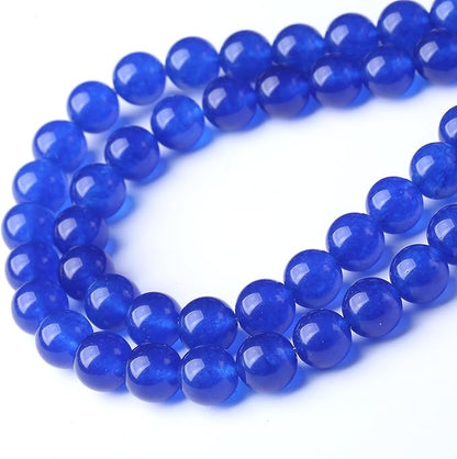 Mysterious Blue Chalcedony Stone Beads Gemstone Round Crystal Energy Jade Beads Stone Beads for Jewelry Making DIY Bracelet Necklace Jewelry Making 1 Strand 15.5inch 35PCS 10MM