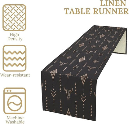 Aztec Table Runner Southwest Native Navajo Tribe Geometric Vintage Country Dinner Table Decoration Table Runner 13x70 Inch