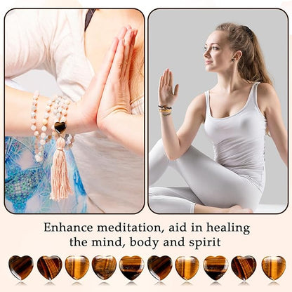 Gerrii 50 Pcs Heart Healing Stone Bulk Quartz Heart Inspirational Stones Gift for Women Love Pocket Polished Natural Energy Balancing Meditation 0.8 Inch(Amber)