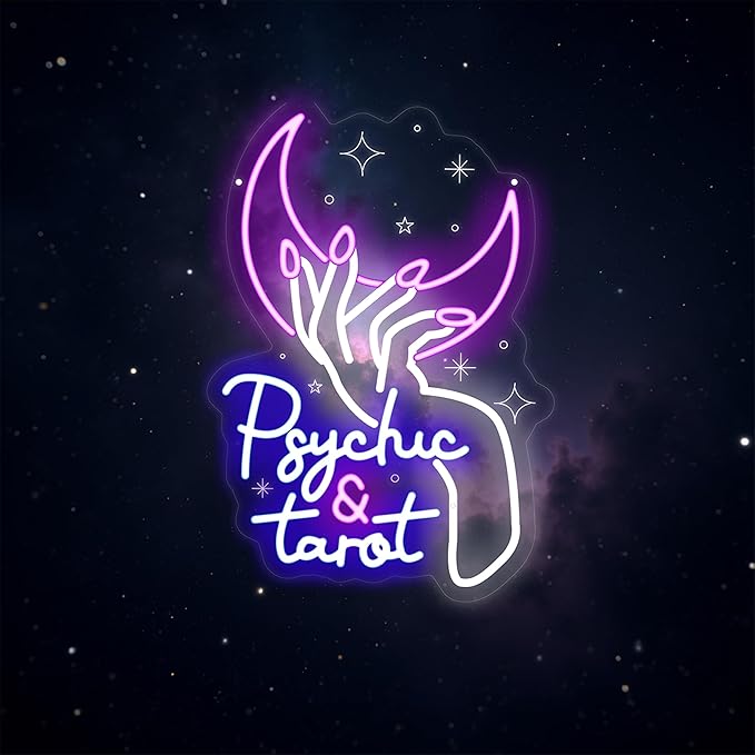 Psychic and Tarot Neon Sign, Psychic Tarot Room Wall Decor Gifts, Tarot Shop Decor, Gothic Lover Gift, Dark Gothic Wall Art, Fortune Teller SignGirls Room Gaming Room Party, arot Reader Gifts