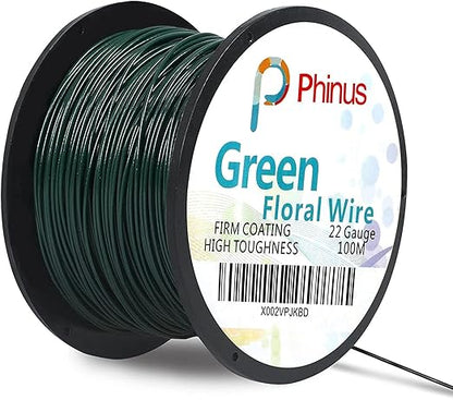 Floral Wire, 110 Yards 22 Gauge Green Florist Wires, Flexible Green Wire Paddle Wires for Crafts, Christmas Wreaths Tree, Garland and Floral Flower Arrangements