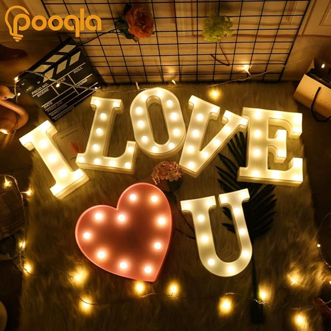 Pooqla LED Marquee Letter Lights Sign, Light Up Alphabet Letter for Home Party Wedding Decoration L