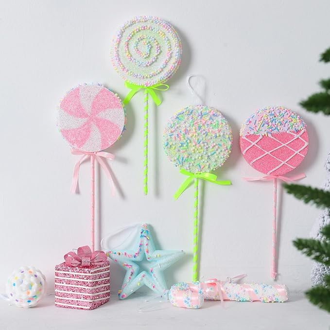 LANGXUN 6pcs Lollipop Candy Land 2025 Xmas Birthday Party Wedding Suppiles Decoration, Hanging Candy Cane Christmas Tree Décor, Christmas Decorative Hanging Ornaments Crafts