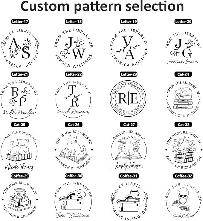 Custom Book Embosser - Personalized Stamp with Gifts for Book Lovers, Ex Libris Embossing Tool for Bibliophiles, Readers, Home & Library Collections (Cat-24)