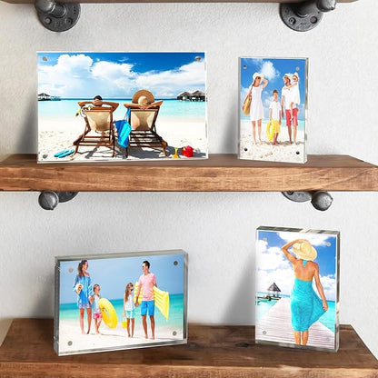 4x6 Inches Acrylic Picture Frames 1 Pack, Double Sided Magnetic Photo Frames,Free Standing on Desk or Table Clear Picture Frames