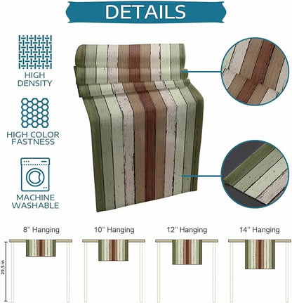 Sage Green Wooden Cotton Linen Table Runner for Dining Kitchen, Wedding Outdoor Party Tablerunners Decoration, Vintage Country Retro Distressed Grain Dresser Scarf Coffee Tablecloth Runners 13''x48''