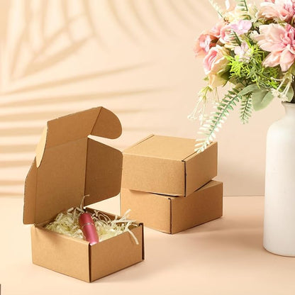 Qilery 200 Pcs Shipping Boxes Cardboard Gift Corrugated Cardboard Brown Boxes Mailer Packaging for Mailing Small Business Present (4 x 4 x 2 Inches)