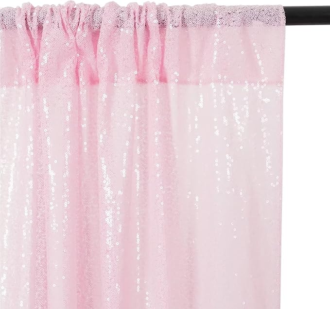 Eternal Beauty Sequin Backdrop Curtains, 2x8 Ft-2 Panels Pink Back Drop for Shimmer Photography Party Wedding Birthday Decor