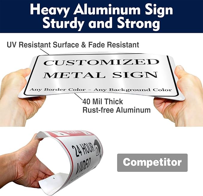 Custom Signs Outdoor Metal - 12 x 8 Personalized Aluminum Rust-Proof Entrance Garden Hazard Intersection Parking Signs, Decorative Sign（Style 02)