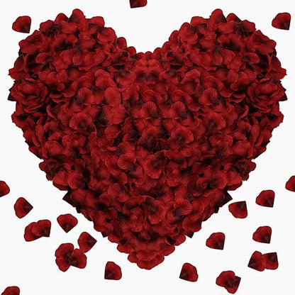 1000 Pieces Rose Petals, Artificial Silk Rose Petals, Dark Red Dot Black, Classic/Elegant/Romantic Style, Flat, Indoor Use, Wedding/Anniversary Decor
