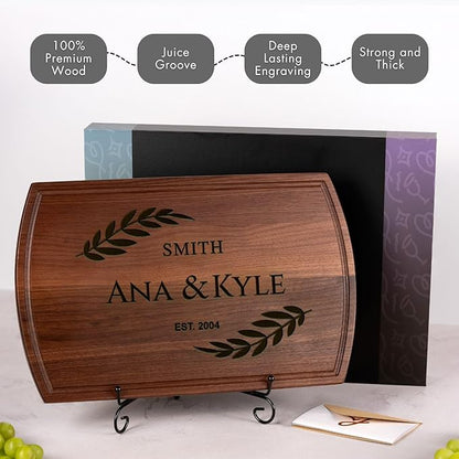 Personalized Wedding Gifts for Couples - Custom Cutting Board, Engraved Wood Charcuterie Board, Bridal Shower, Customized Kitchen Board, Unique Gift Idea for Newlyweds
