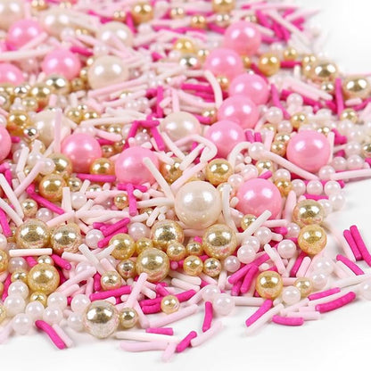 Valentine Pink sprinkles for Cake Decorating Edible Sprinkles for Cookies Ice Cream Cupcake Topper 7 ounce Metallic Sprinkle Mix Perfect for Wedding New Year’S Eve Party