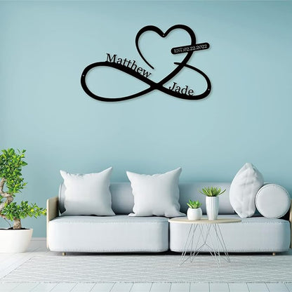 Infinity Heart Metal Wall Decor, Unique Infinity Heart Wall Decor Love Sign Plaque Steel Art Geometric Wall Decor Set Cut Out for Outside