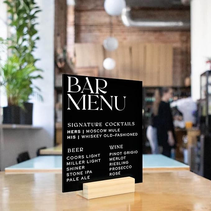 5 Pack 8x10 Inch Black Acrylic Signs Blanks, DIY 8x10 Blank Black Acrylic Sheet Sign 1/8 inch Thick for Wedding Party Table Sign, Wood Stand Not Included