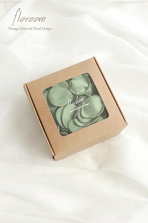 Floroom 300pcs Rose Petals Sage Green Faux Silk Flower Petals for Wedding Flower Girl Basket Aisle Scatter Dinner Table Centerpieces Party Confetti Bridal Shower Romantic Night Decoration