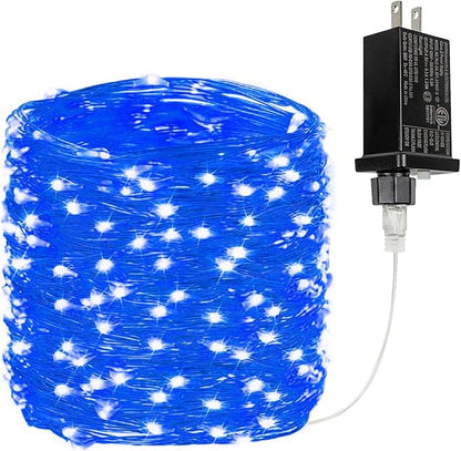 66Ft 200LED Fairy Lights Plug in, Waterproof String Lights Outdoor & Indoor 8 Modes with Timer, Christmas Light Bedroom Decor, Twinkle Light for Girl's Room Garden Christmas Decorations (Blue)