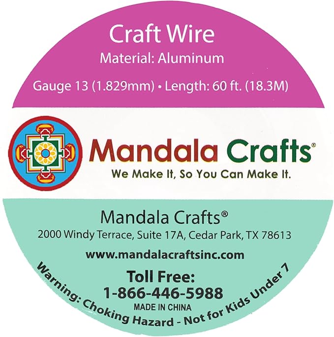Mandala Crafts 13 Gauge Anodized Aluminum Craft Wire for Jewelry Making - 60 FT Colored Flexible Lavender Wire - Bendable for Bonsai Armature Crafting Sculpting