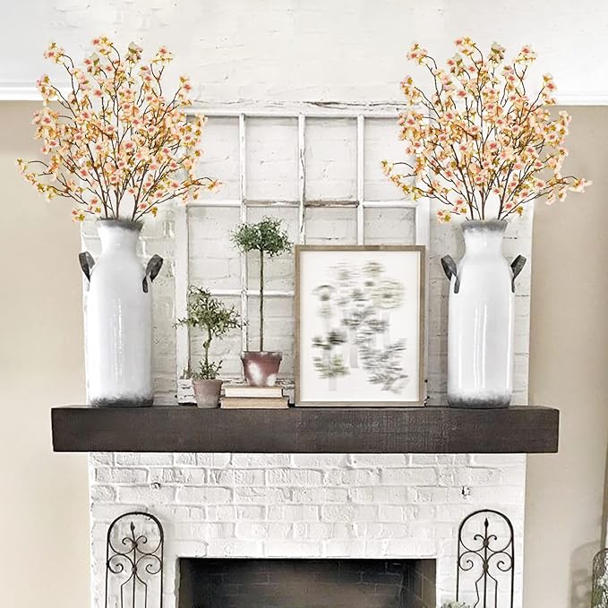 Uieke 3PCS Silk Cherry Blossom Branches, 40.5in Artificial Cherry Blossom Flowers Long Stems Fake Flowers Arrangements for Tall Vase Wedding Home Japanese Decor, Yellow Pink