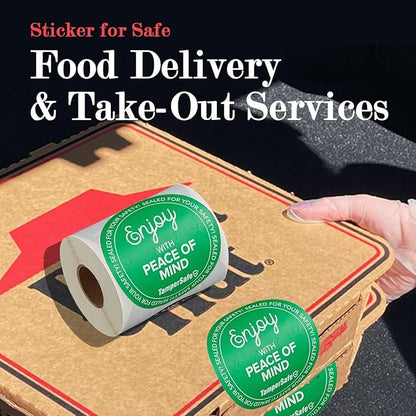 Angel's Peel Lounge Tamper Proof Stickers Roll — Tamper Evident Stickers for Delivery Food Safety, Bakery Boxes, Writable Seal Tape, Thank You Labels for Packaging - 3x3in 250-COUNTS, Green, Round