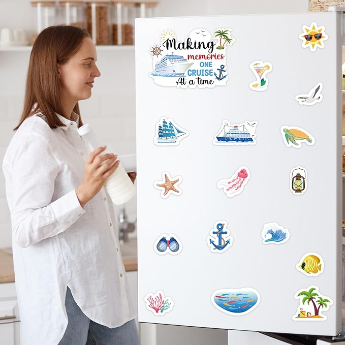 Cruise Door Decorations Magnetic, 27 Pcs Large Nautical Cruise Ship Magnets for Door Funny Carnival Sea Navigation Door Magnets for Door Decorations Fridge Car Cabin Party Supplies