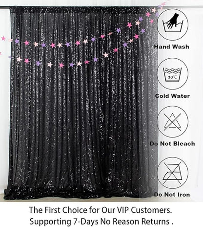 ShinyBeauty 10x10FT Black Sequin Backdrop | Photography & Wedding Background | Glitter Photo Booth Backdrop | Perfect for Baby Birthday Parties & Events | Durable & Elegant Curtain