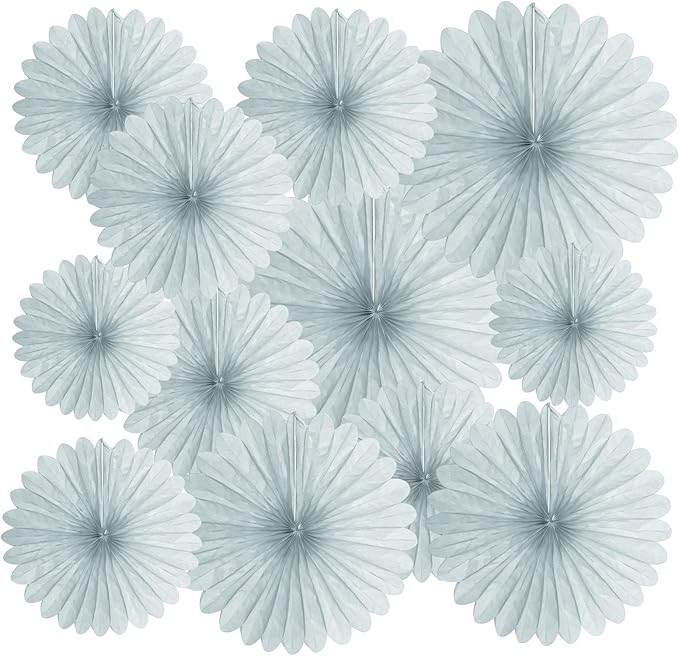 20 Pcs Gary Hanging Paper Fan, Hanging Honeycomb Round Paper Fans for Weddings, Birthdays, Christmas, Baby Showers, Classroom, Events Ceiling Party Supplies Decorations