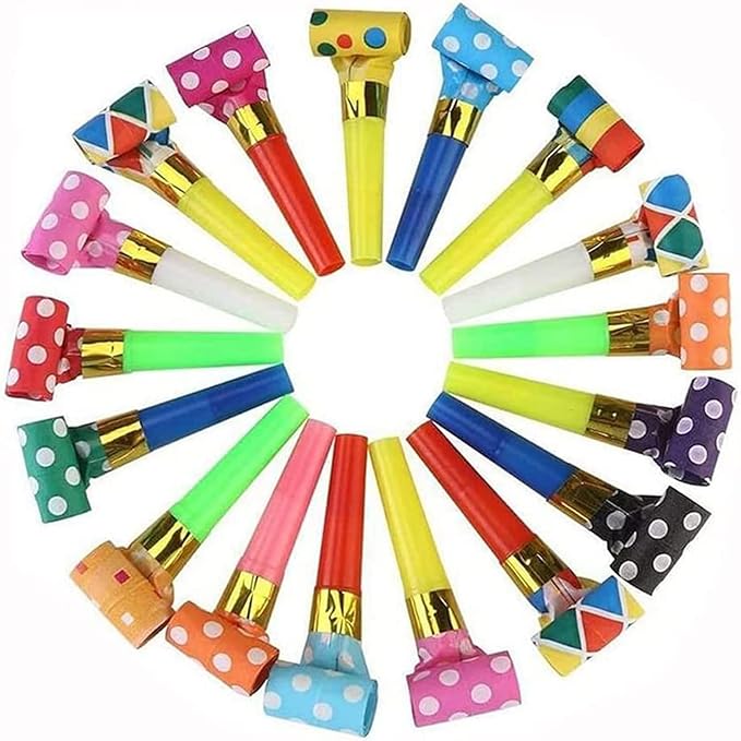 75 PCS Noisemakers Funny Party Blower Colorful Birthday Blow Horns Whistles New Years Favors Noise Makers (75)
