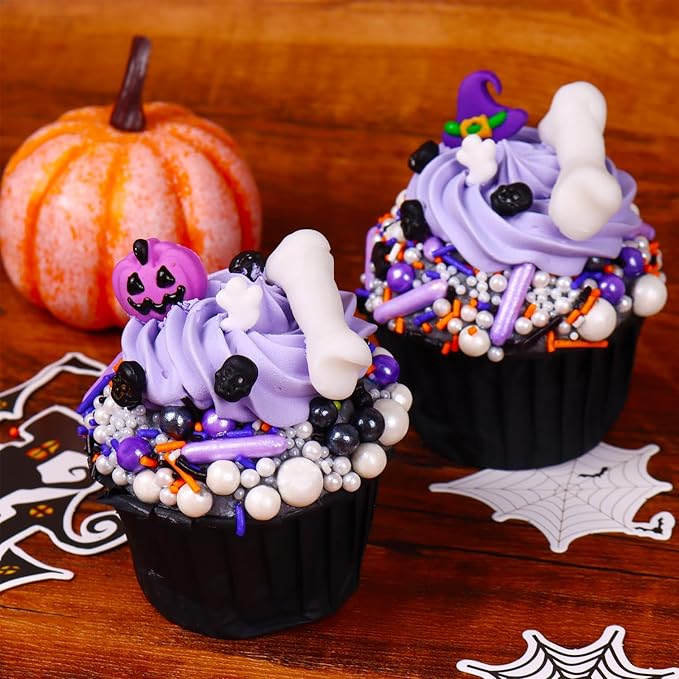 Edible Halloween Sprinkles for Cake Decorating 7ounce, Pumpkin Bats Sprinkles for Party, Sugar Pearl Sprinkles for Cupcake Toppers, Cookie, Ice Cream Decorations Celebrations