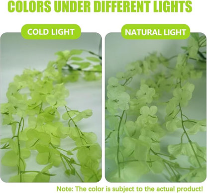 5 Pack Green Wisteria Hanging Flowers, 3.44 Ft Fake Hanging Flowers, Artificial Wisteria Garland Vines for Wedding Room Backdrop Outdoor Patio Garden Decoration