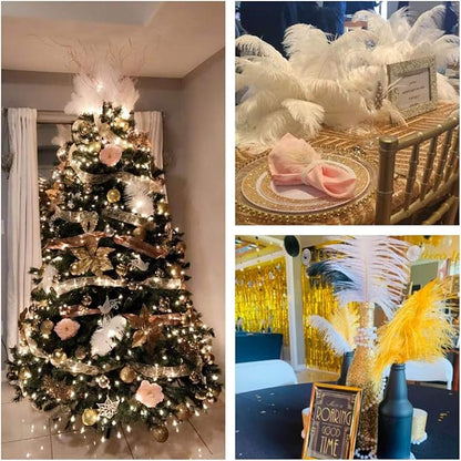 Ballinger Large White Ostrich Feathers - 24Pcs 8-10inch Feathers for Crafts,Party Centerpieces,Wedding and Home Decor