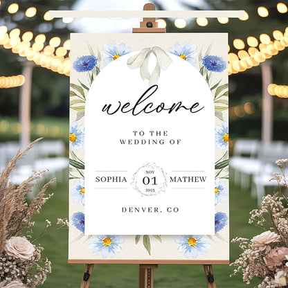 Customized Weddings Poster Signs for Bride & Groom, Personalized Wedding Welcome Sign, Gifts for Weddings, Anniversary, Bridal Party, Custom Reception Canvas/Wooden Sign for Ceremony