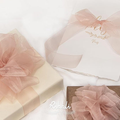 Ribbli Sweet Nectar Pink Organza Ribbon,1/2 Inches x Continuous 50 Yard,Rose Gold Sheer Ribbon for Gift Wrapping,Cookie Wrapping,Wedding Decoration,All Crafting and Sewing