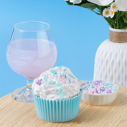Pastel Sprinkles for Cake Decorating, 7oz Pink Purple Blue White Pearl Confetti Jimmies Mix - Sprinkles for Cupcakes, Ice Cream, Cookies, Baking Toppings - Wedding, Birthday, Christmas Party Supplies