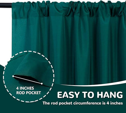 MEETSKY 10ft x 10ft Hunter Green Backdrop Curtains for Parties Wedding Curtain Rod Pocket Dark Green Photo Backdrop Sliding Drapes Backdrop Curtains for Photography, 5ft x 10ft, 2 Panels
