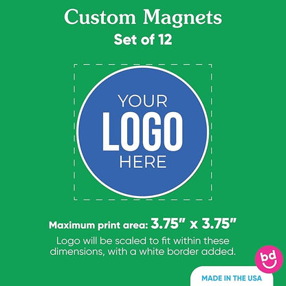 Big Dot of Happiness Custom Logo Magnets, Personalized Fridge Cutout Magnets for Businesses, Events, or Branding, Magnetic Pictures for Kitchen & Home Decor - Set of 12