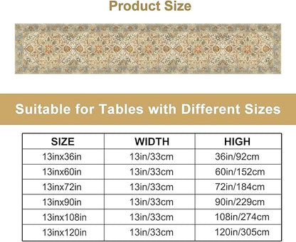 Vintage Boho Floral Table Runner, Rustic Country Farmhouse Yellow Blue Retro Flower Pattern for Home Kitchen Table Decor Dining Coffee Room Party Decor 13x90in
