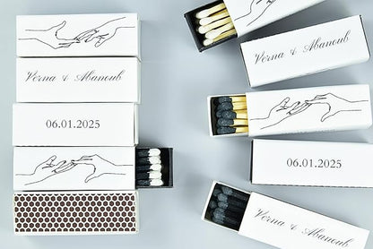 10 Boxes - Customized Matchboxes Colorful Tips (Wedding Design #5, 4" Matchboxes) (2" Matchsticks, Wedding Design #2)
