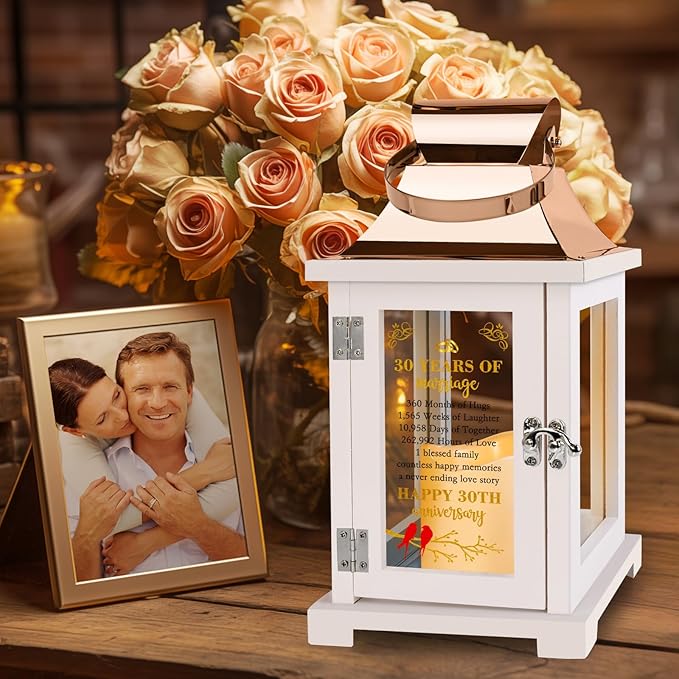 30th Wedding Anniversary Lantern 30th Anniversary Wedding Gifts for Couple Parents Grandparents Husband Wife, Happy 30th Anniversary Decoration