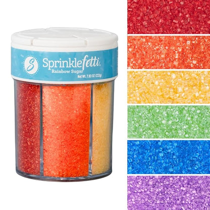 Sweets Indeed Sprinkles 6 Cell Edible Sprinkle Mix Jimmies Perfect for Cake Decorations Baking Ice Cream Cookies Cupcake Topper (Rainbow Sugar)