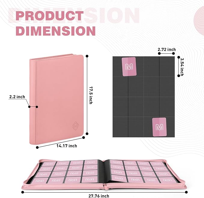 Premium Card Binder 16 Pocket,Trading Card Binder Holds up to 1000+Cards Sturdy Card Collection Album, Card Holder Folders for MTG, TCG, Game Cards & Sports Cards