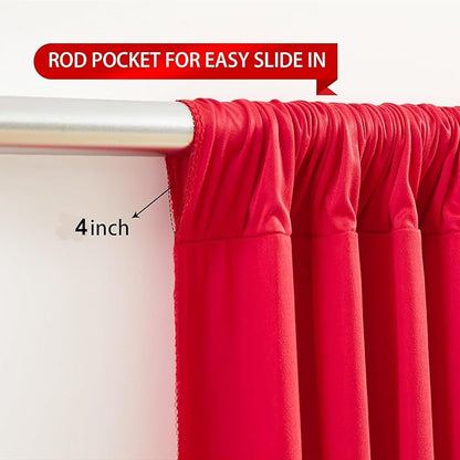 50ft x 15ft Red Wrinkle Free Backdrop Curtains for Parties,Silky Polyester Fabric Wedding Ceiling Drapes, 10 Panels 15ft Photo Back Drop Drapes for Baby Shower Photography Stage Background Cloth