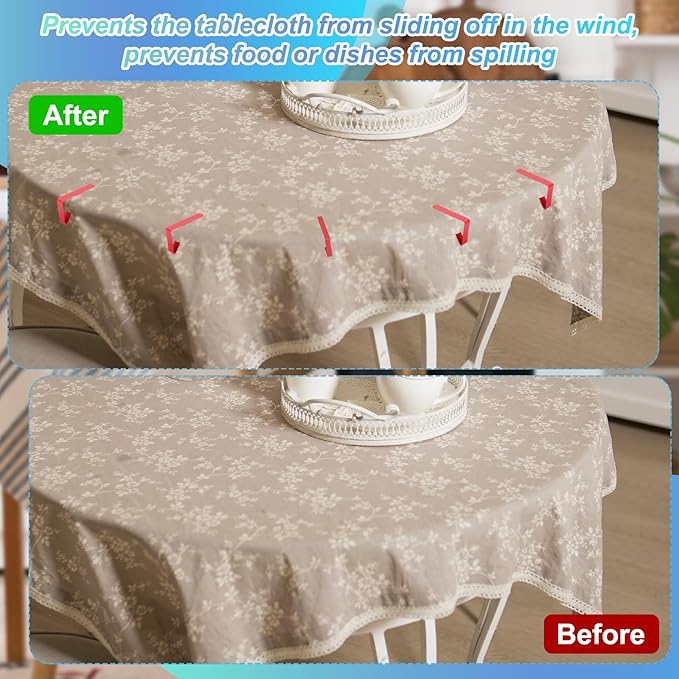 uxcell 8 Pack Tablecloth Clips, Stainless Steel Table Cloth Cover Clamps, 2.56" x 2.68" Windproof Holder Clips for Home Party Picnic Wedding Camping Dining Tables, White