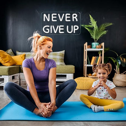 Never Give Up Neon Sign for Wall Decor,Inspire Slogan for Study Room Decoration,Wall Art Lighting As Gifts for Kids or Friends.