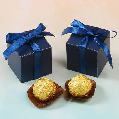 COTOPHER 25pcs Wedding Favor Boxes, Paper Gift Boxes 3x3x3 Inches Small Gift Boxes with Ribbons Small Boxes for Gifts, Crafting, Cupcake, Candy, Bridesmaid Proposal Boxes