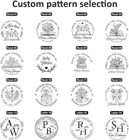 Personalized Book Embosser - Custom Ex Libris Stamp for Bookplates, Library & Home Collections, Embossing Tool Gifts for Book Lovers, Readers (Letter-13)