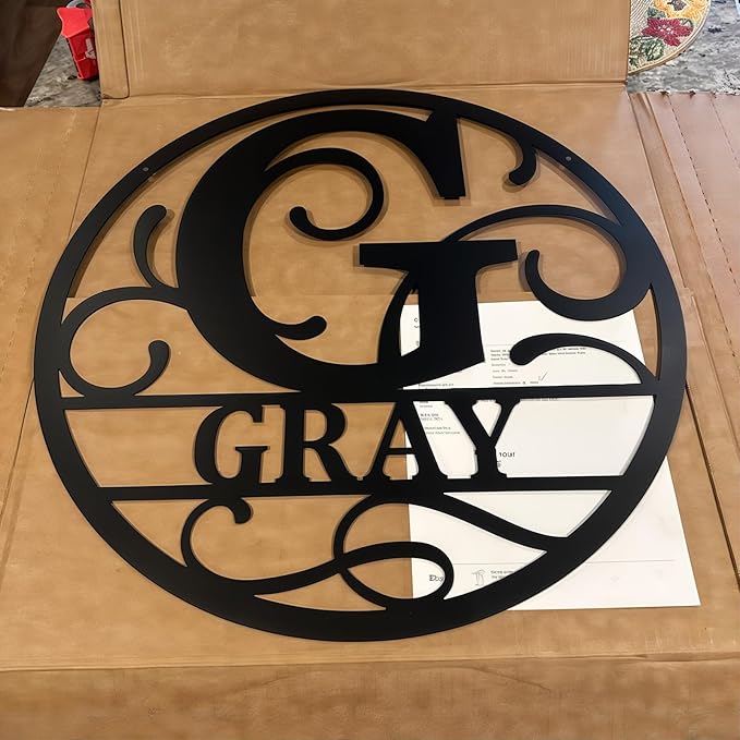 Personalized Metal Name Signs, Split Letter Monogram Wall Decor, Custom Last Name Sign, Family Name Sign for Outdoor, Personalized Wedding Gift, Garden Decor, Metal Wall Art, Housewarming Gift (MonogramDesign_11)